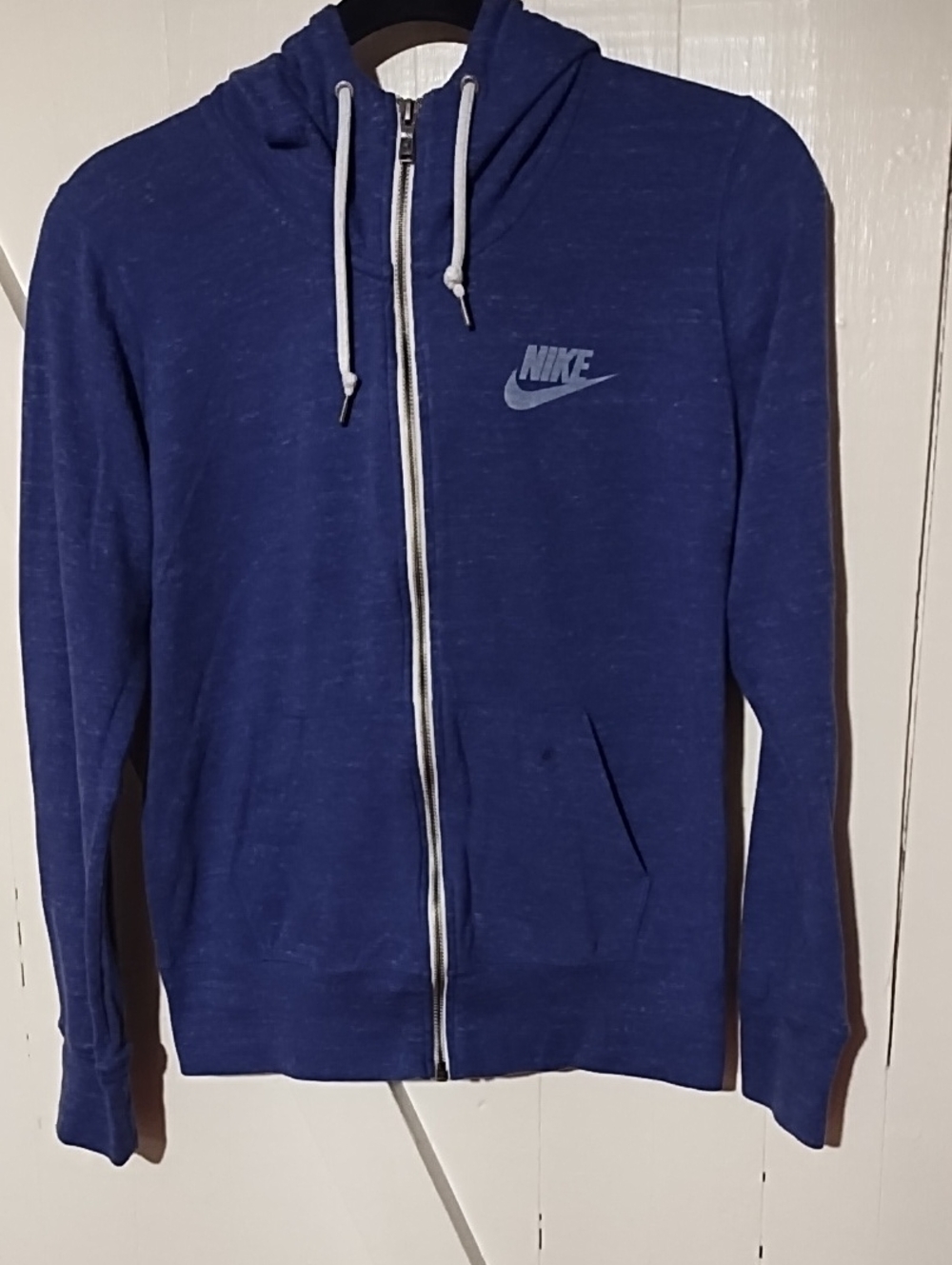 Nike Navy Blue Zip Hoodie with White Drawstrings Medium Boy's.